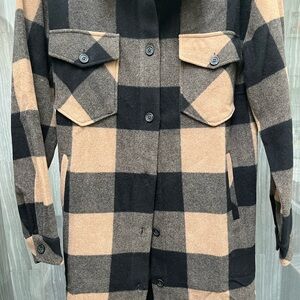 Woolx plaid black and tan Women's Sutton Shacket